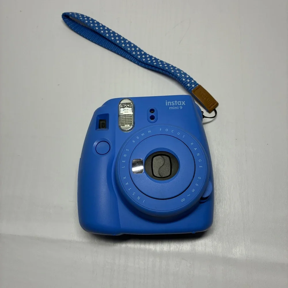Fujifilm Instax Mini 9 Instant Film Camera Cobalt Blue with Polka Dot Strap